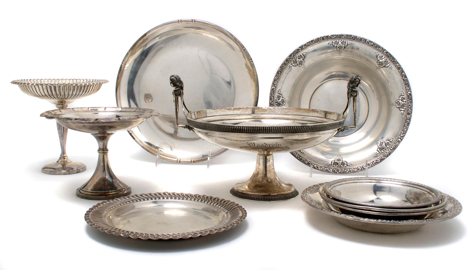 A Collection of American Sterling Silver Articles, Diameter of largest 10 1/2 inches.