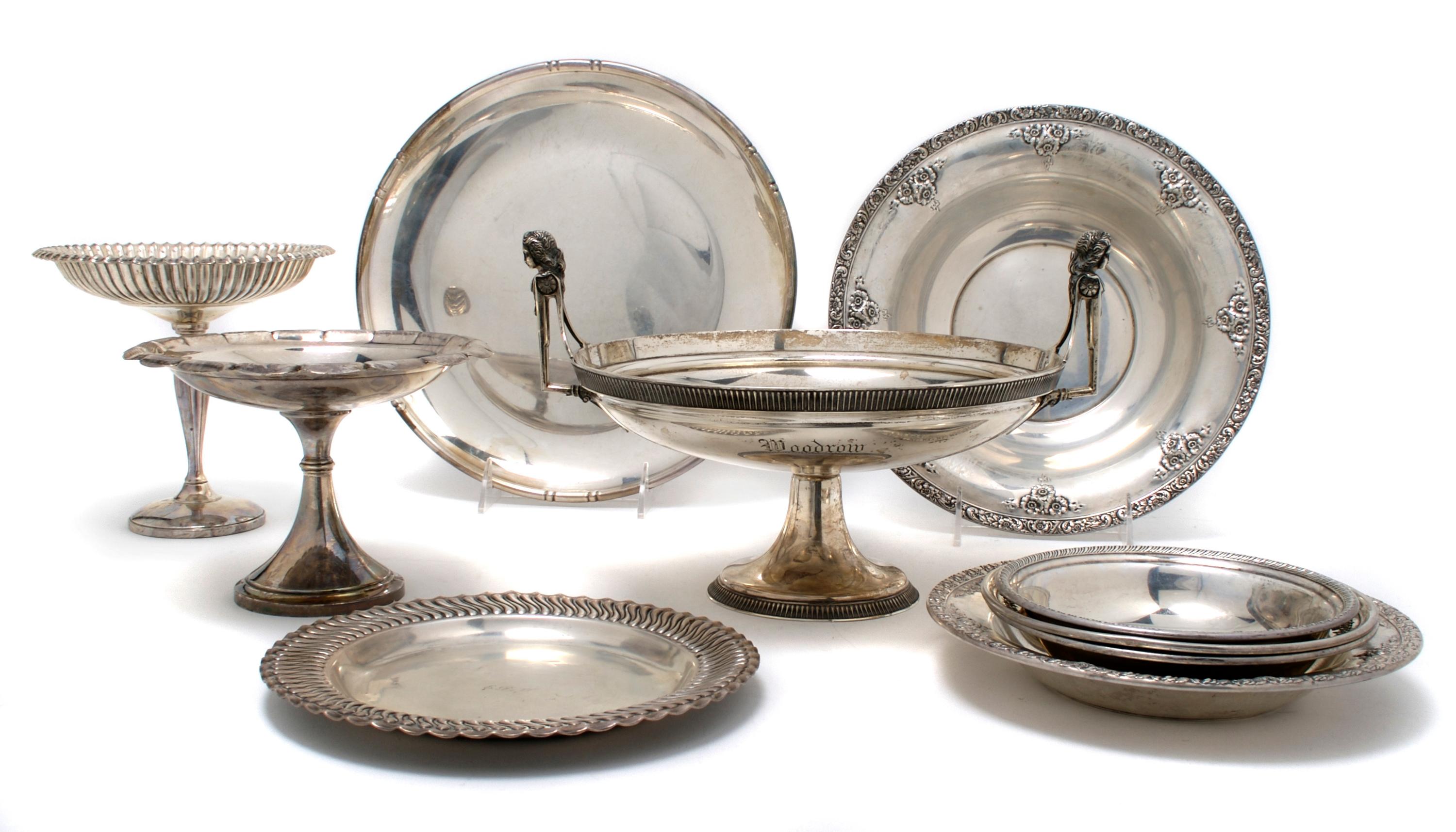 A Collection of American Sterling Silver Articles, Diameter of largest 10 1/2 inches.