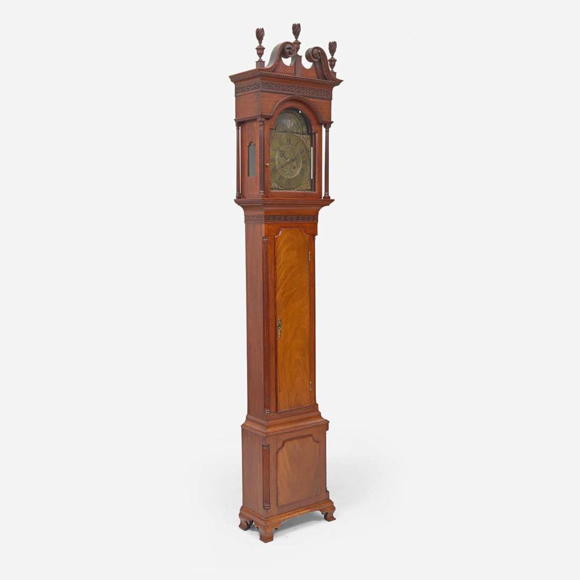A Chippendale carved mahogany tall case clock Dial signed by Jacob Godshalk (c. 1735-1781), Philadelphia, PA, circa 1765