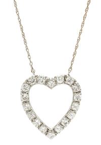 A White Gold and Diamond Open Heart Necklace 2.40 dwts.