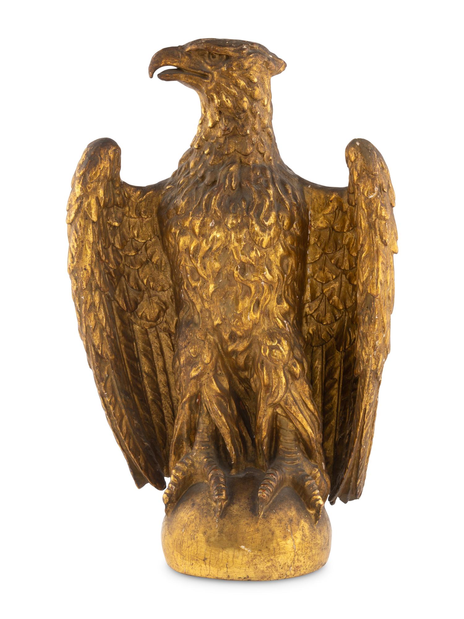 A Carved Gilt Pine Eagle Newel Post Final