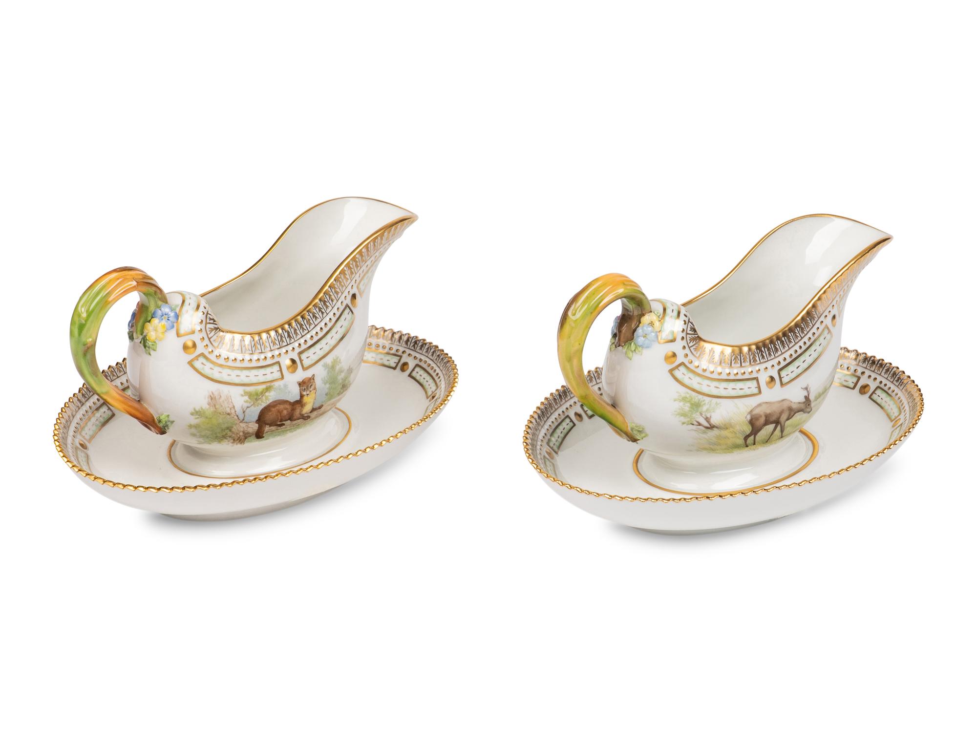 A Pair of Royal Copenhagen Fauna Danica Porcelain Sauce Boats