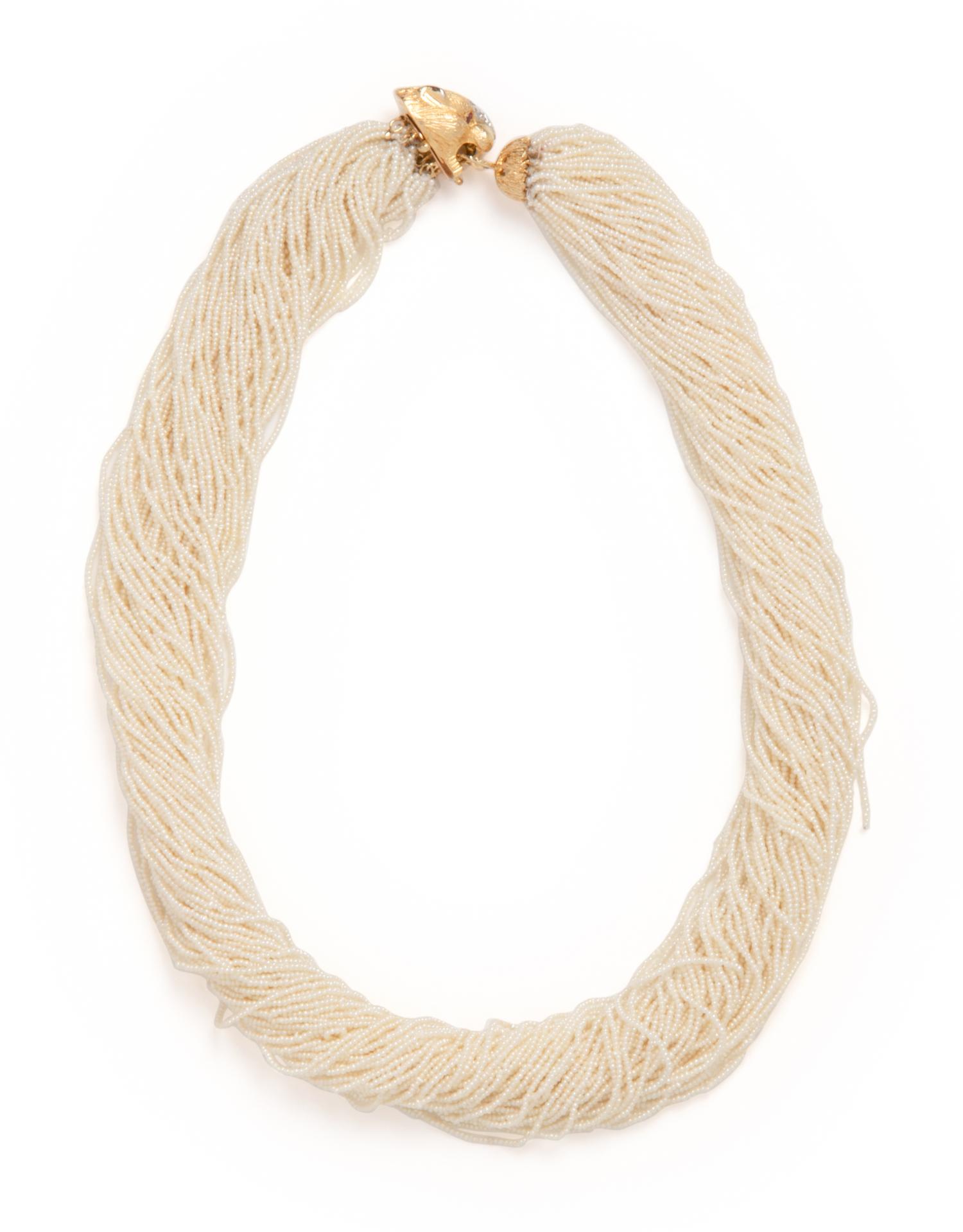 YELLOW GOLD AND SEED PEARL TORSADE NECKLACE