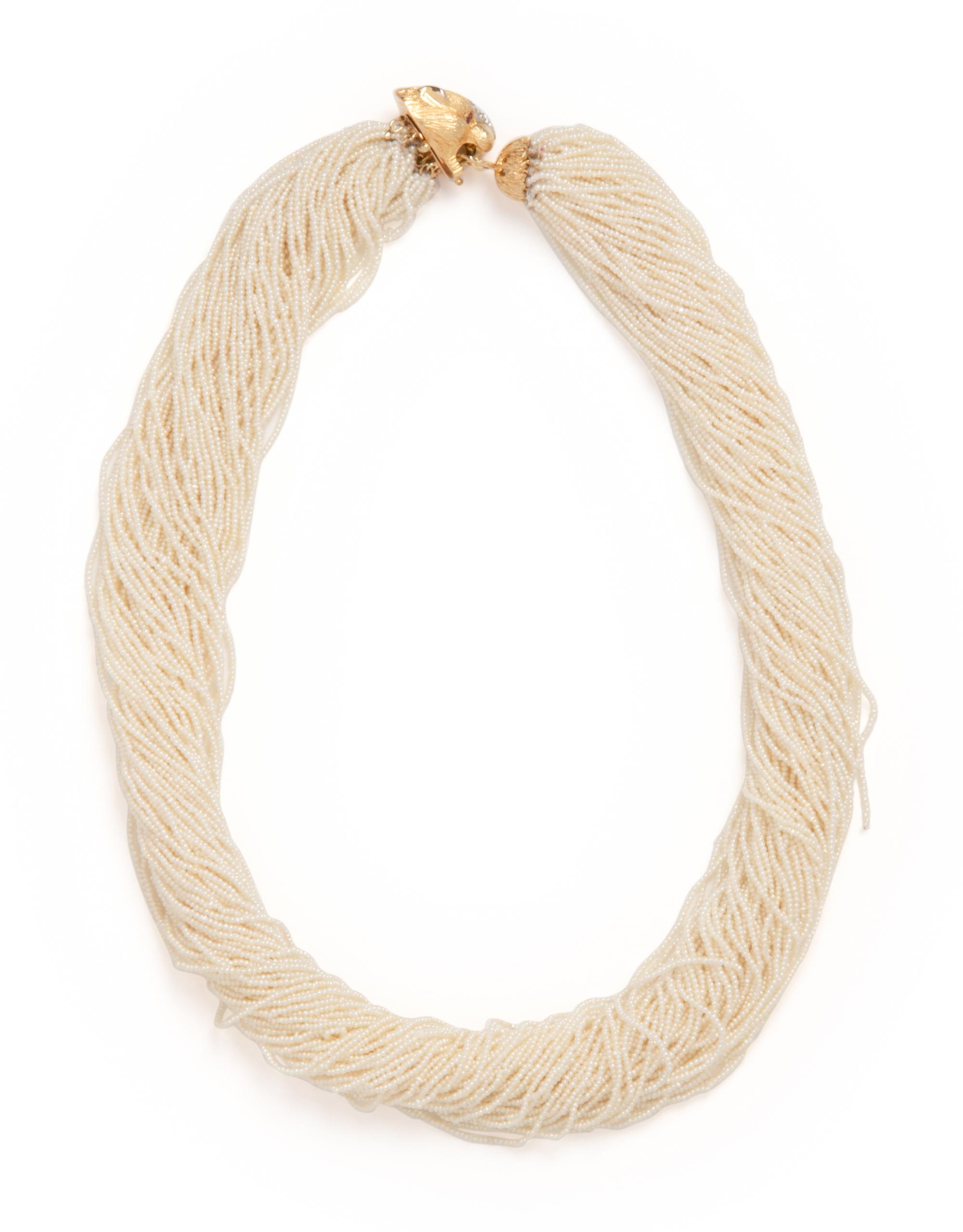 YELLOW GOLD AND SEED PEARL TORSADE NECKLACE