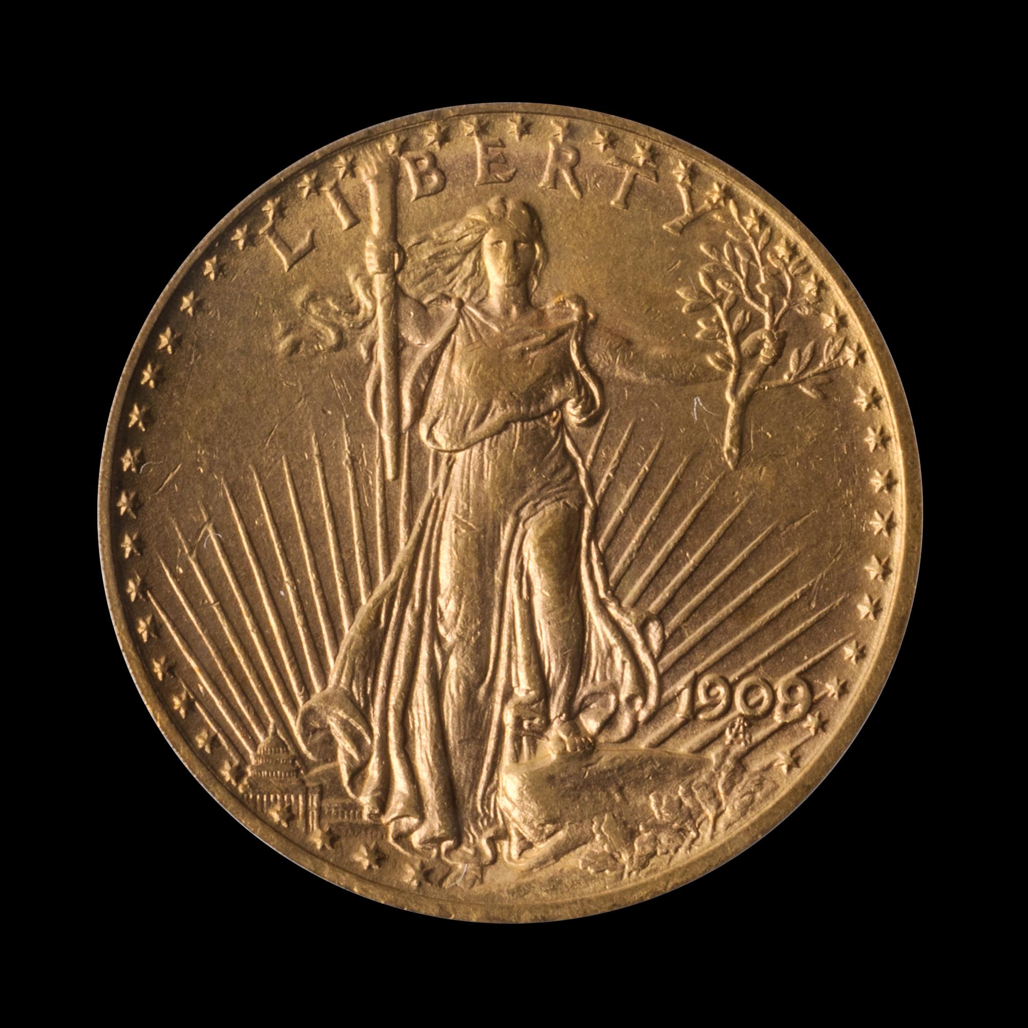 A United States 1909/8 St. Gaudens $20 Gold Coin
