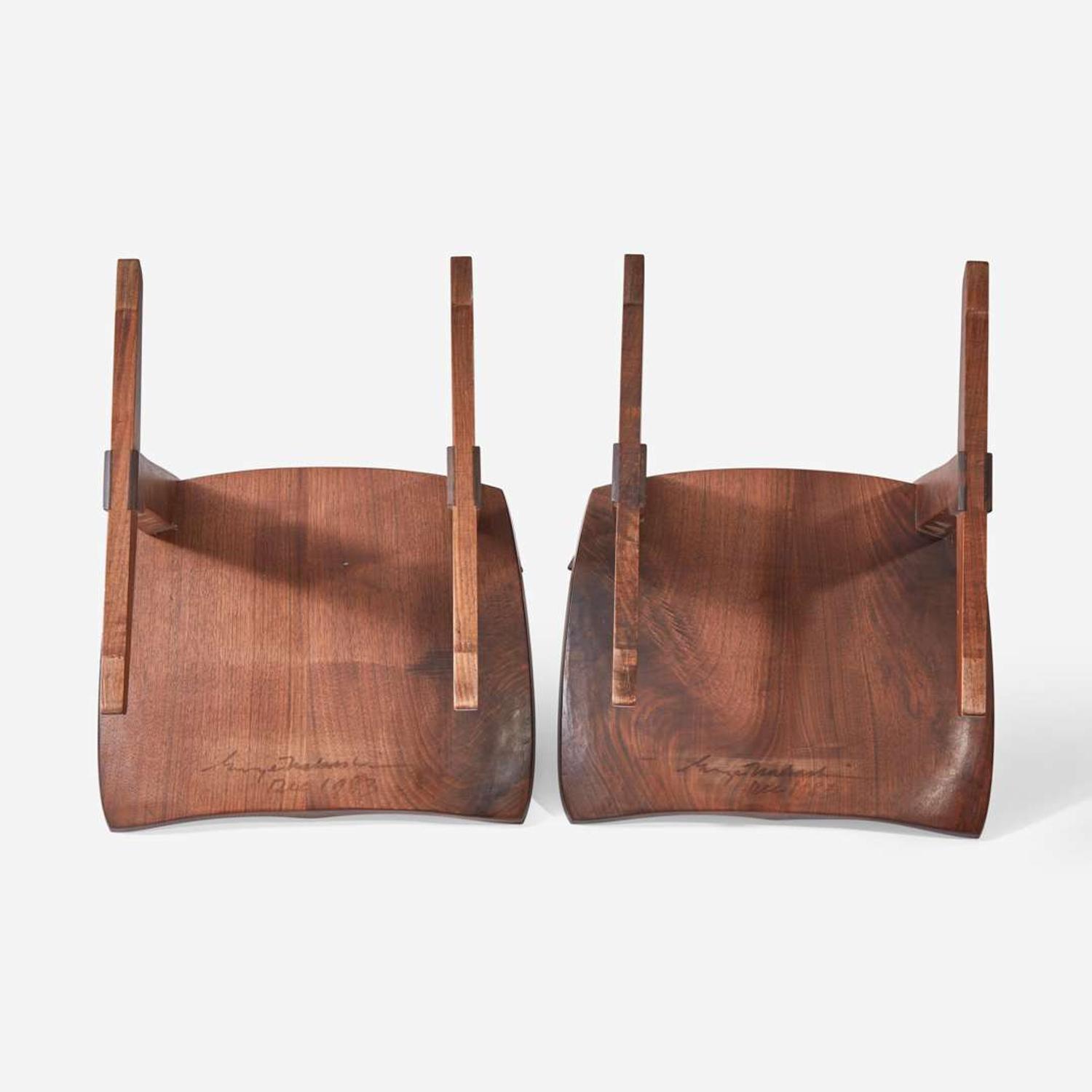 George Nakashima (American, 1905-1990) Pair of "Conoid" Dining Chairs, New Hope, Pennsylvania, 1983