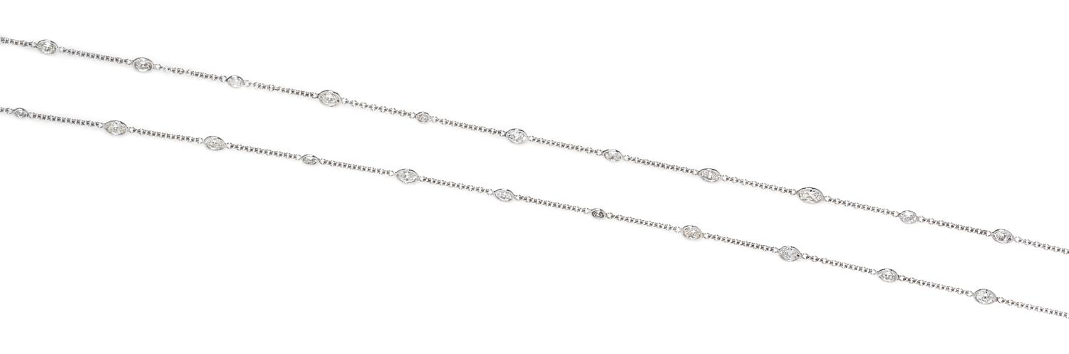 A 18 Karat White Gold and Diamond Longchain, 6.10 dwts.