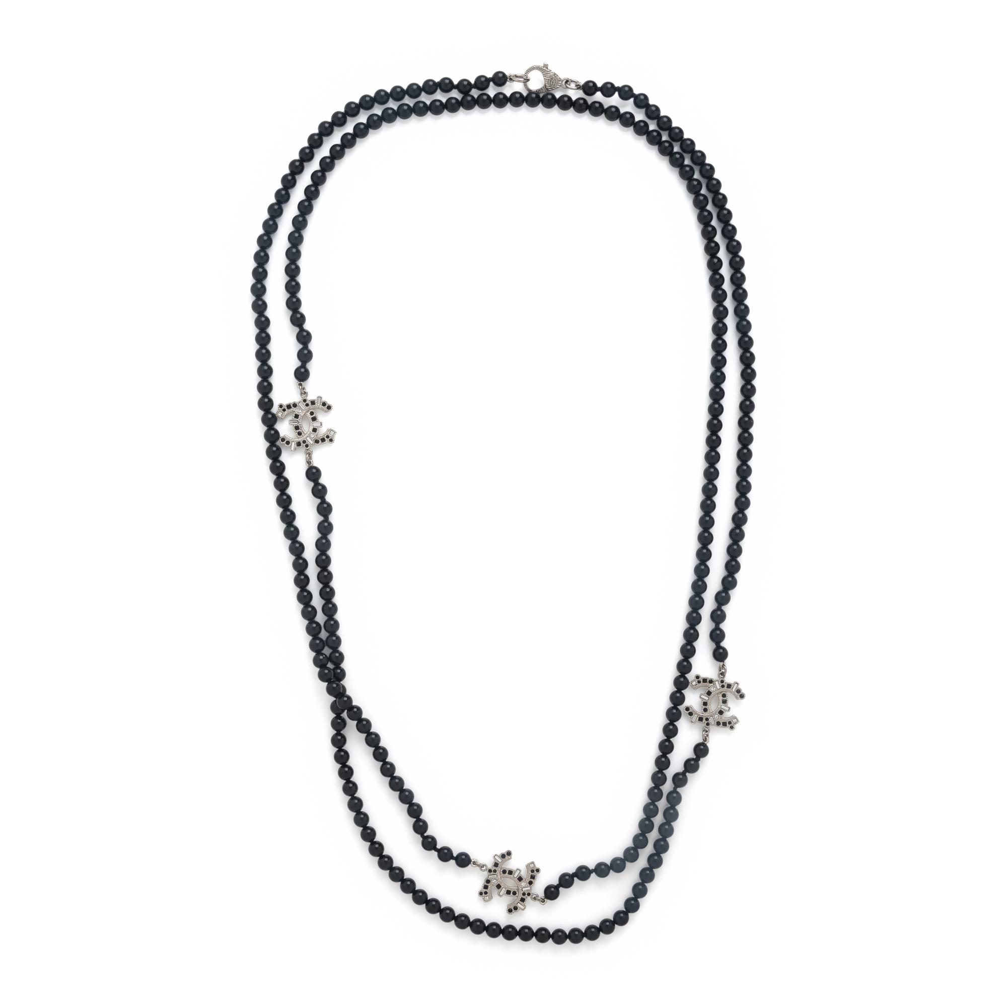 Chanel, Black Bead 'CC' Logo Necklace