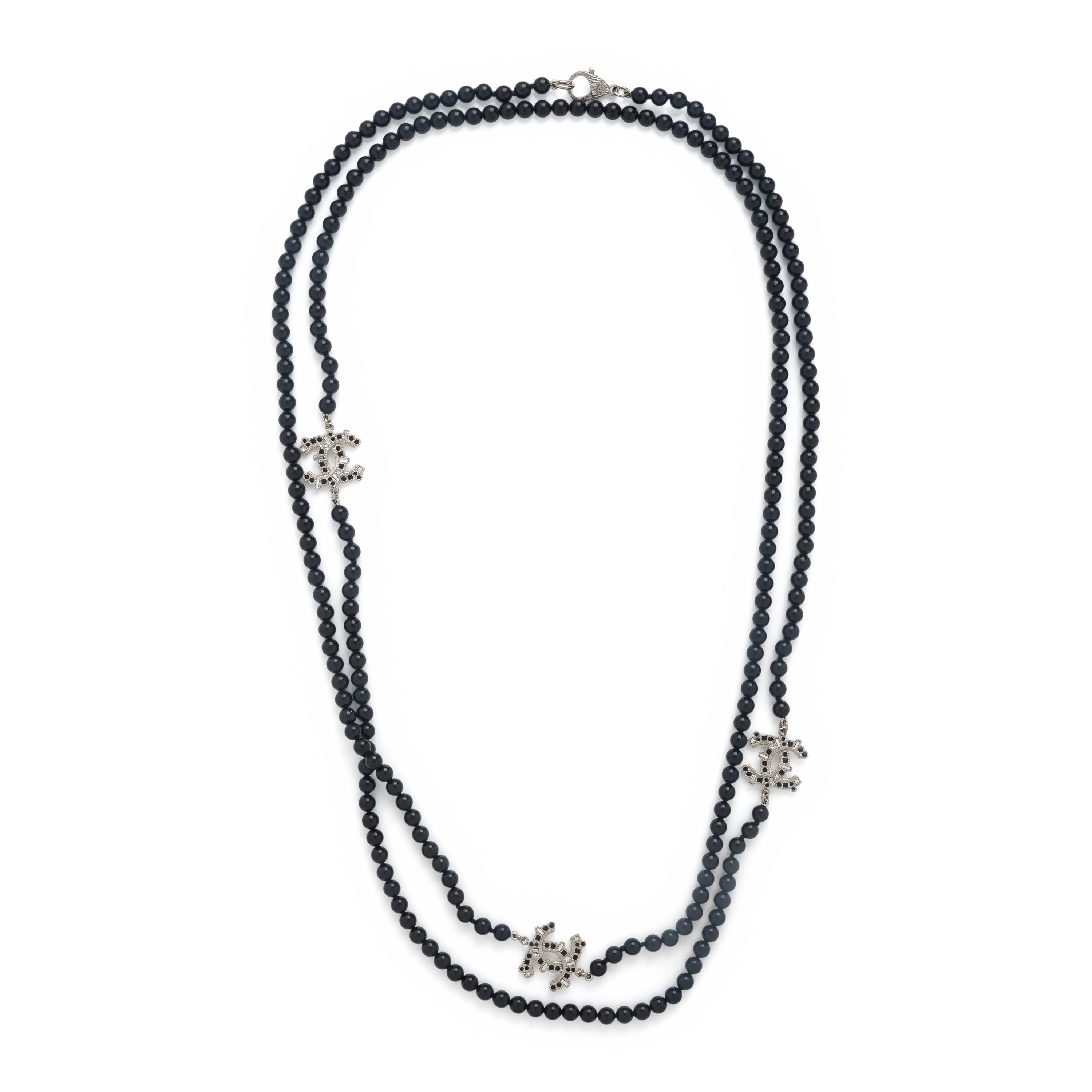 Chanel, Black Bead 'CC' Logo Necklace