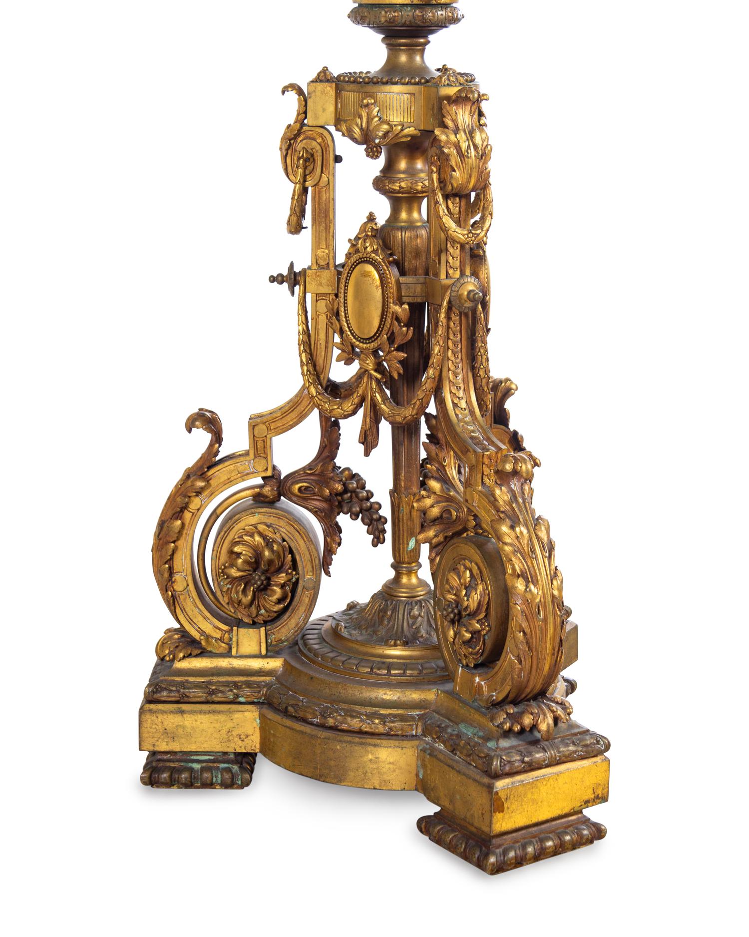 A Pair of Neoclassical Gilt Bronze Pedestals