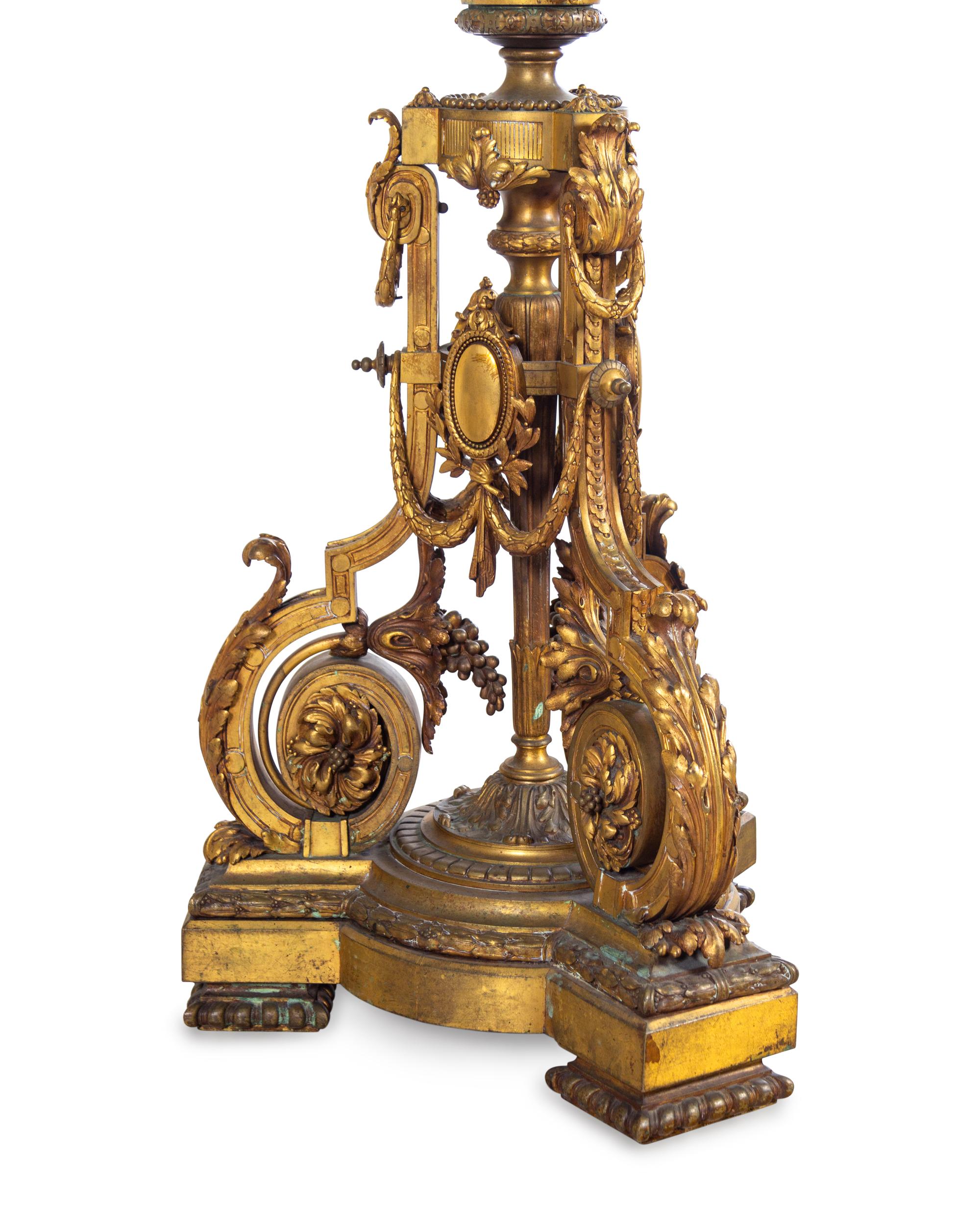 A Pair of Neoclassical Gilt Bronze Pedestals