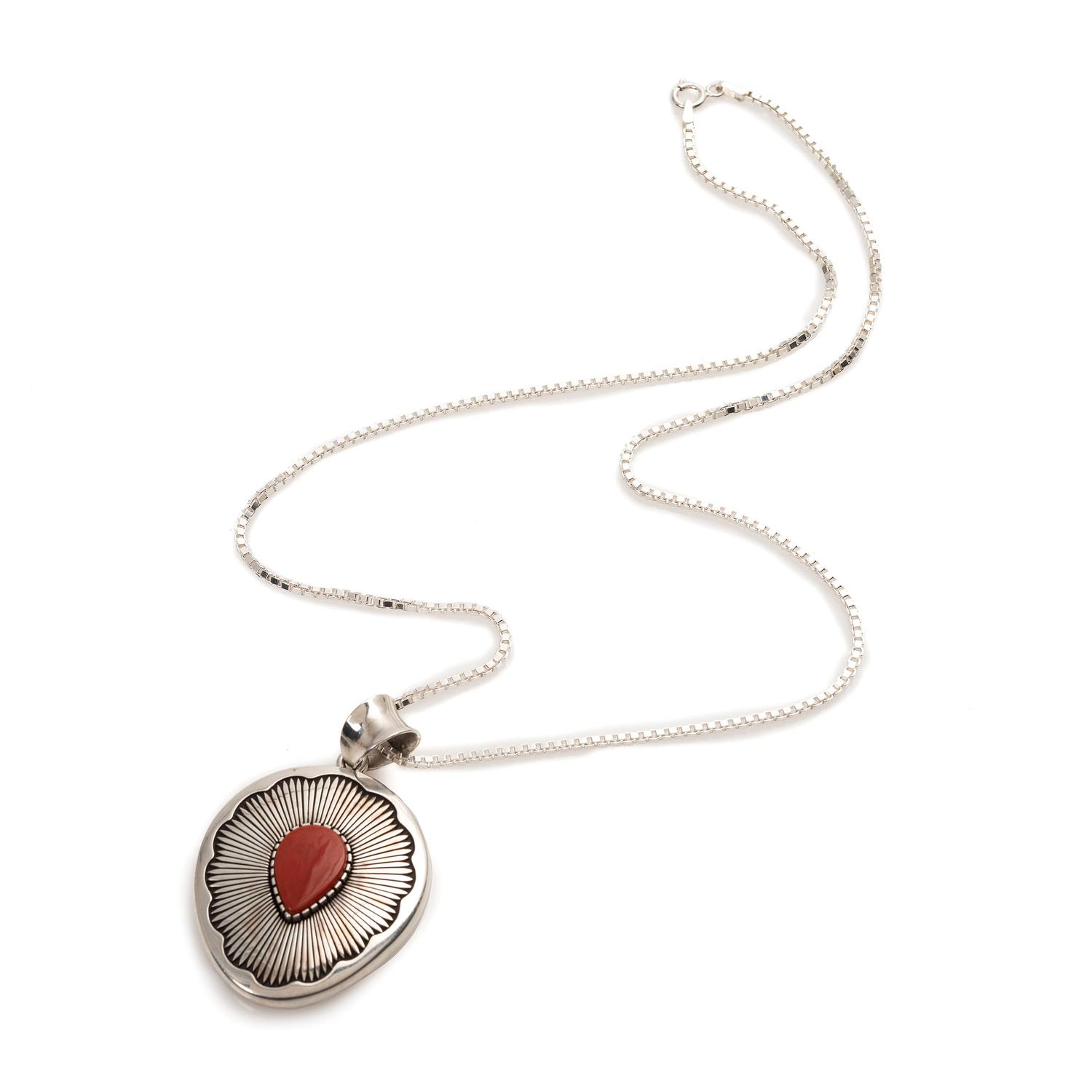 Sterling Silver and Coral Pendant