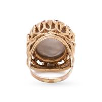 CULTURED MABE PEARL AND RUBY RING