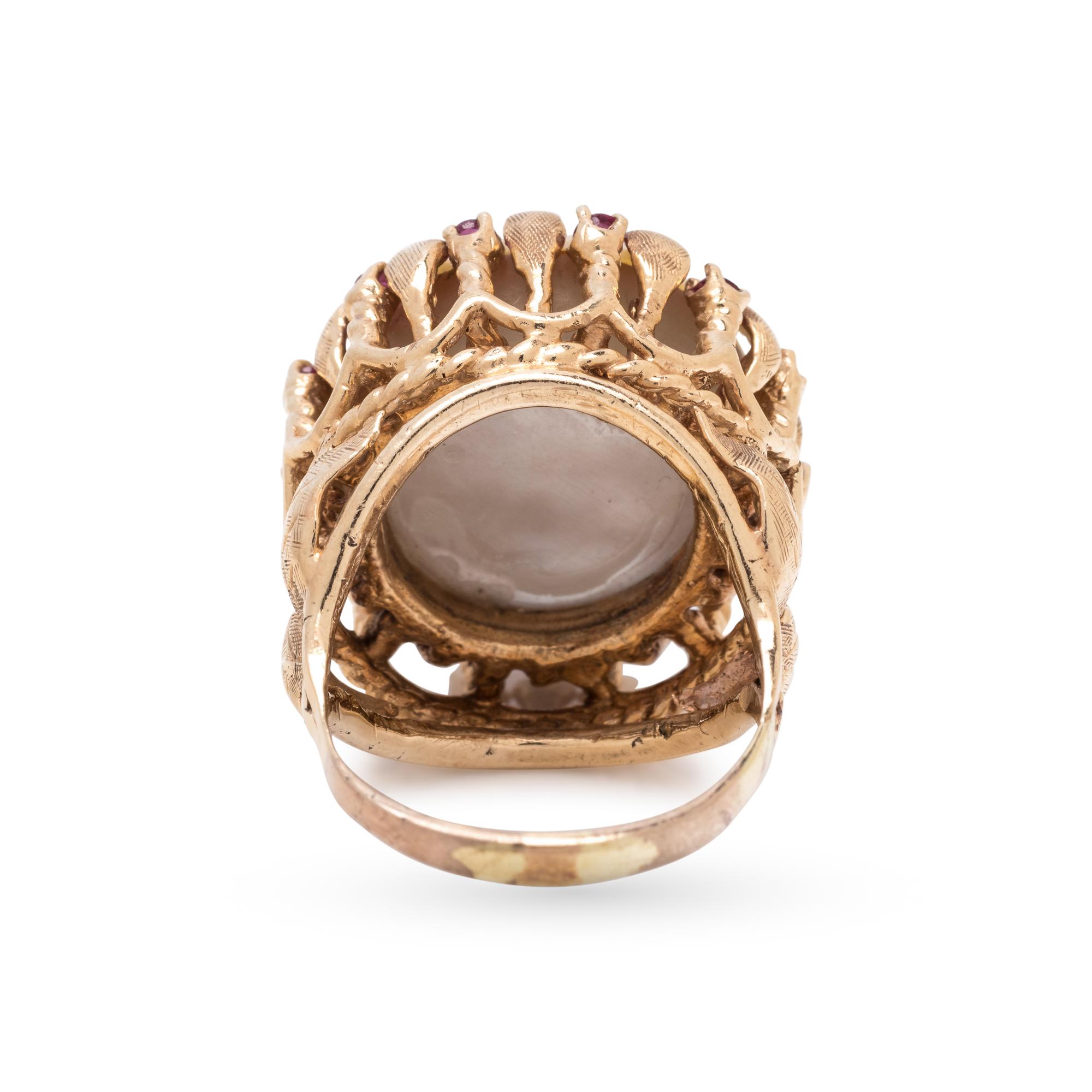 CULTURED MABE PEARL AND RUBY RING