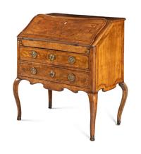 An Italian Walnut and Marquetry Slant-Front Bureau