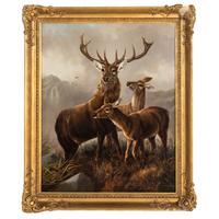 Robert Cleminson (British, 1864-1903) — A Stag and Two Doe