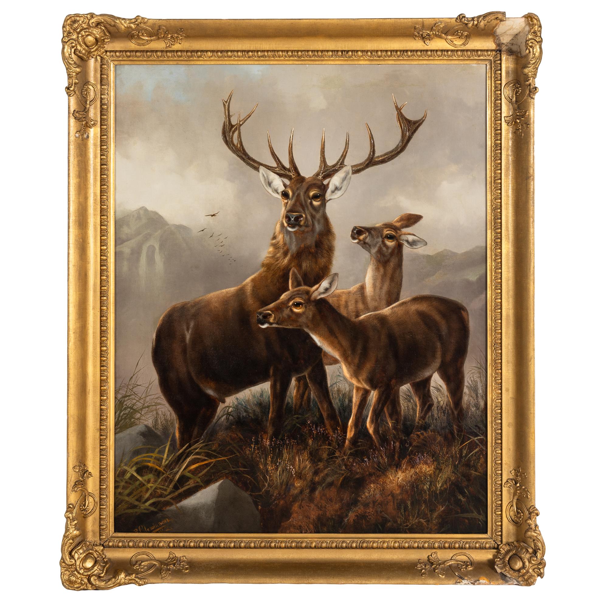Robert Cleminson (British, 1864-1903) — A Stag and Two Doe