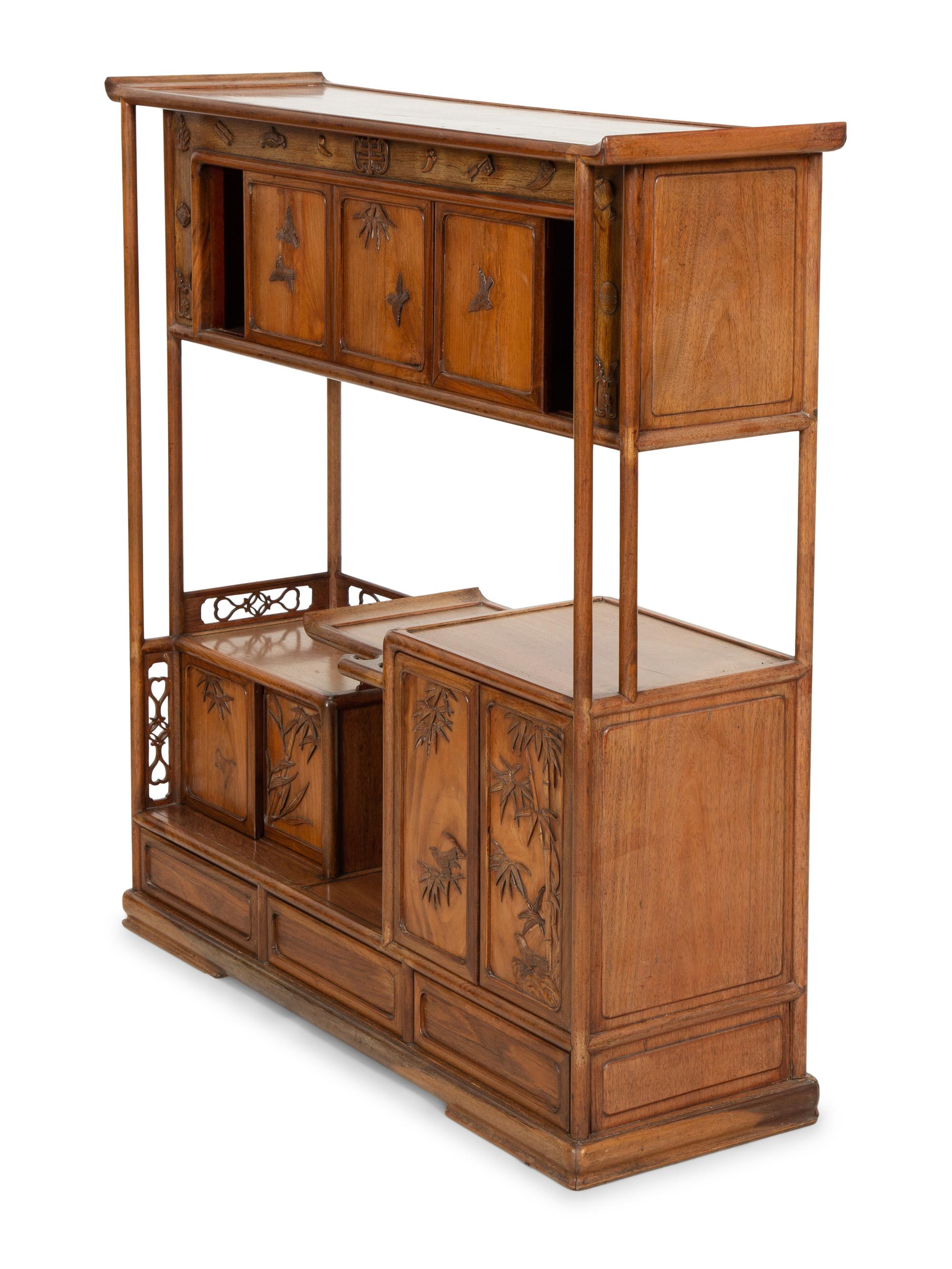 A Chinese Carved Hardwood Display Cabinet