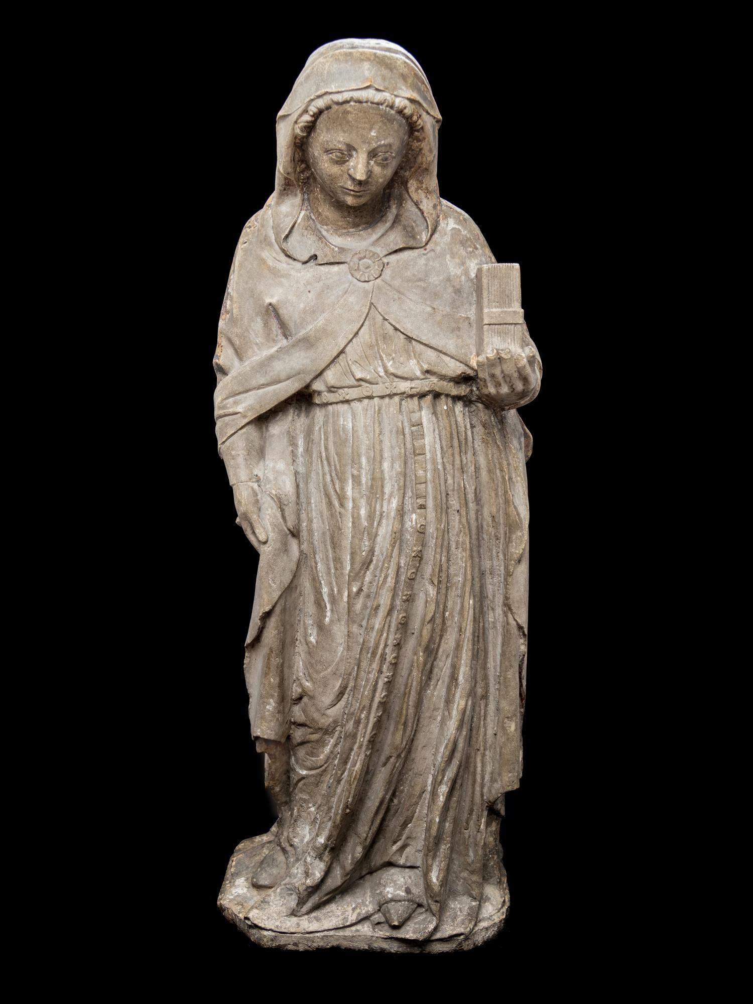 A French Carved Stone Figure of the Madonna