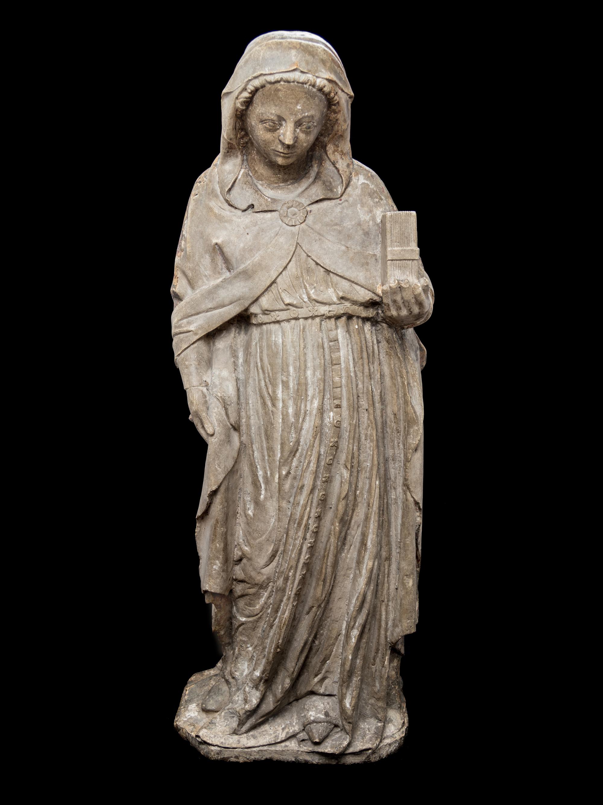 A French Carved Stone Figure of the Madonna
