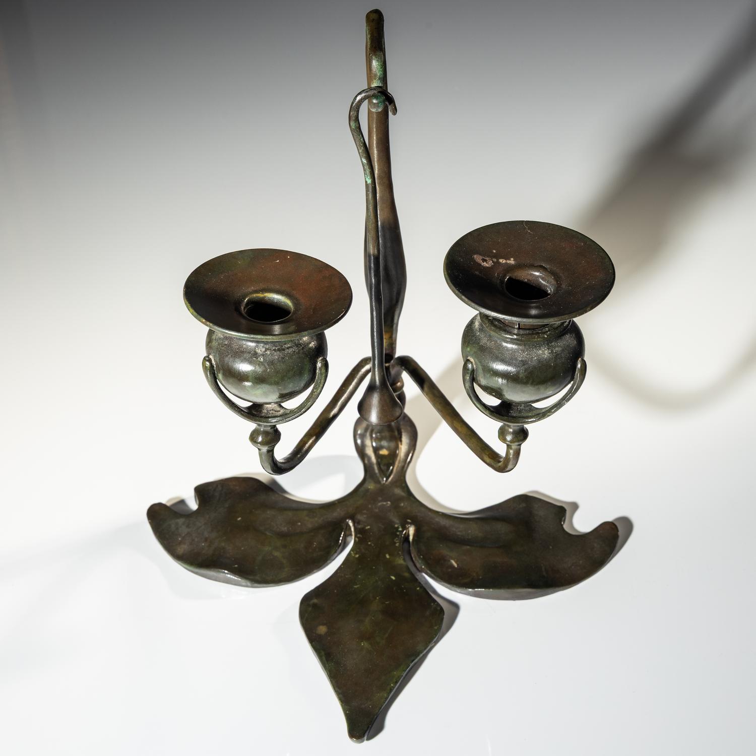 Fleur de Lis two-light candelabra with snuffer