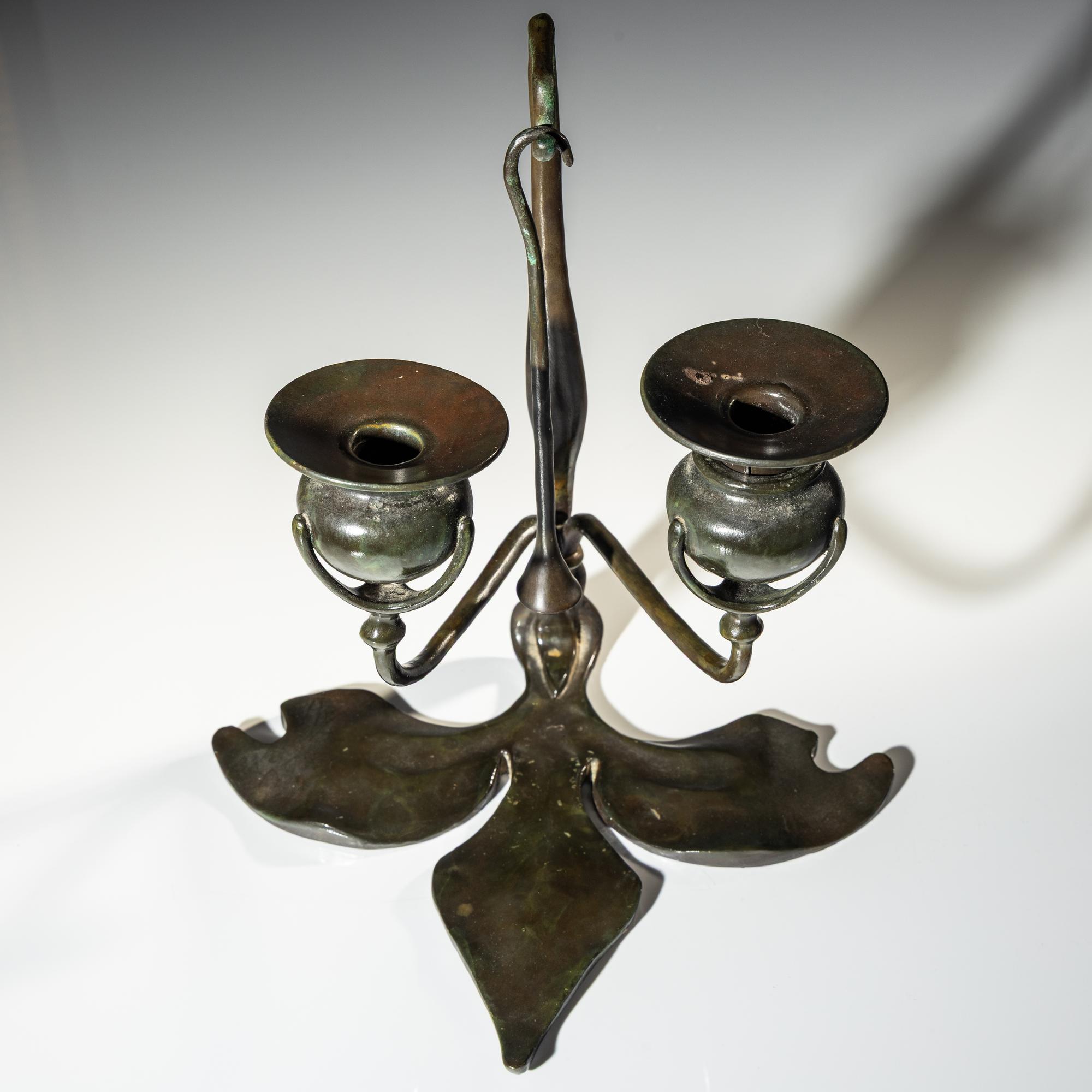 Fleur de Lis two-light candelabra with snuffer