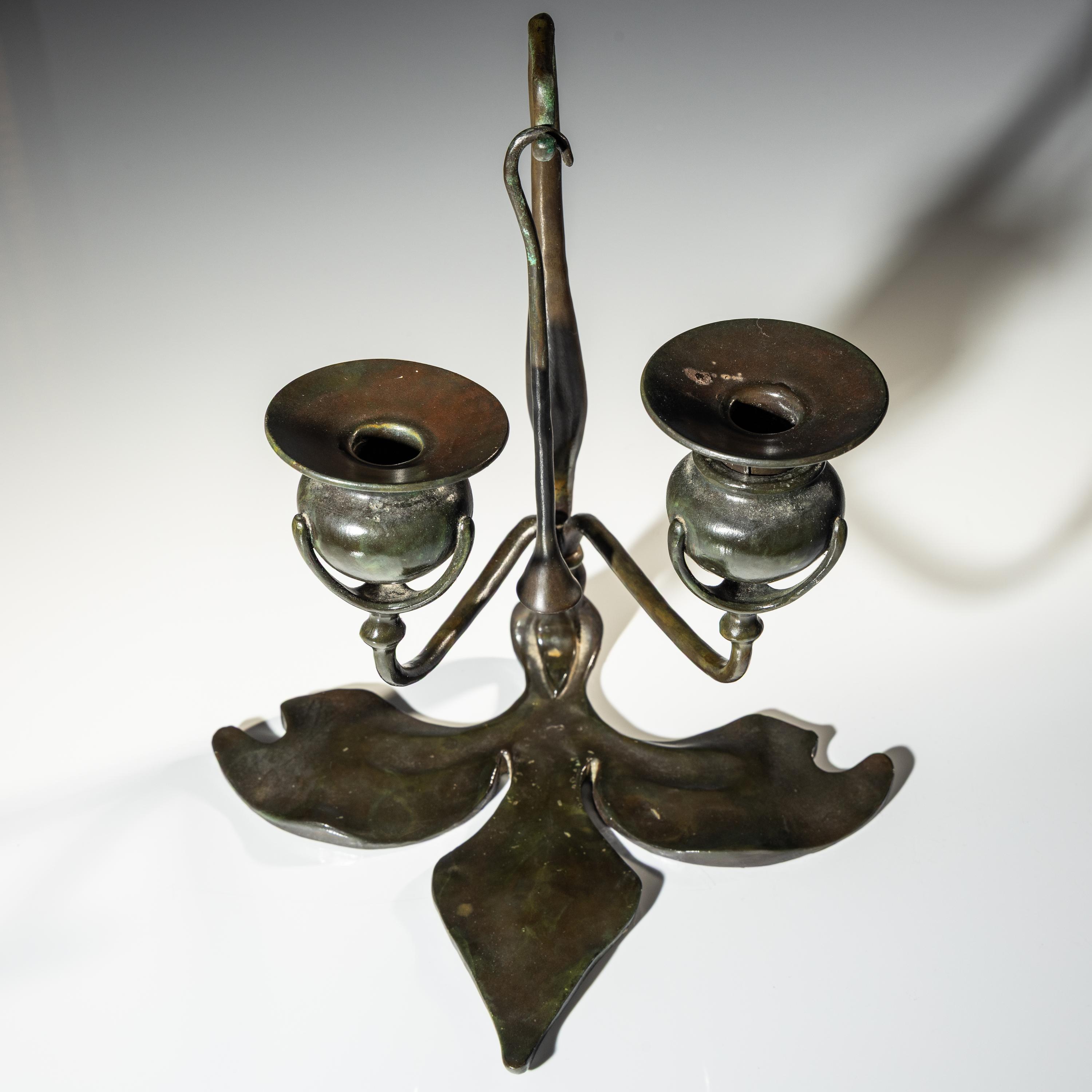 Fleur de Lis two-light candelabra with snuffer