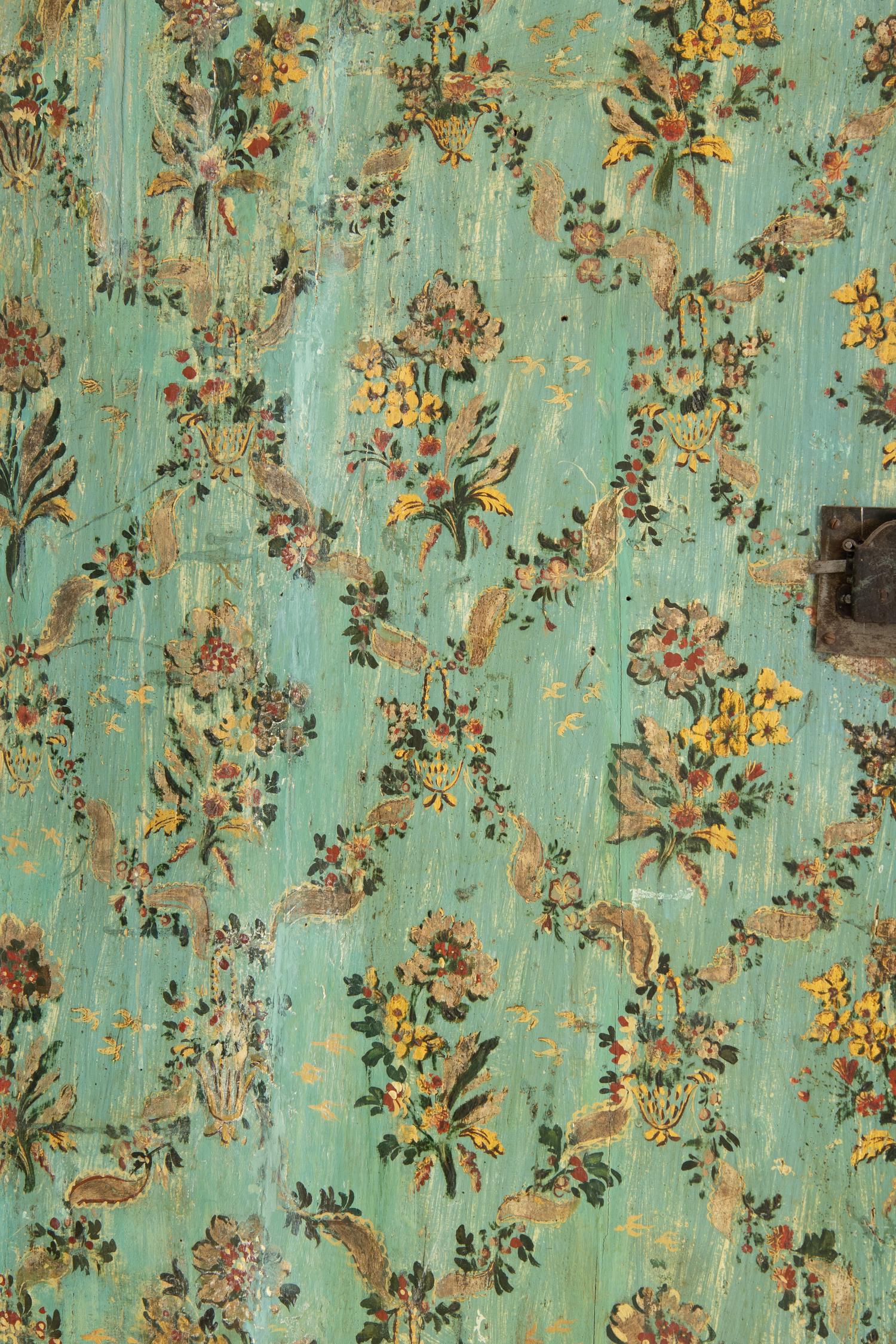 A North Italian Rococo Polychrome Painted Cabinet on Stand