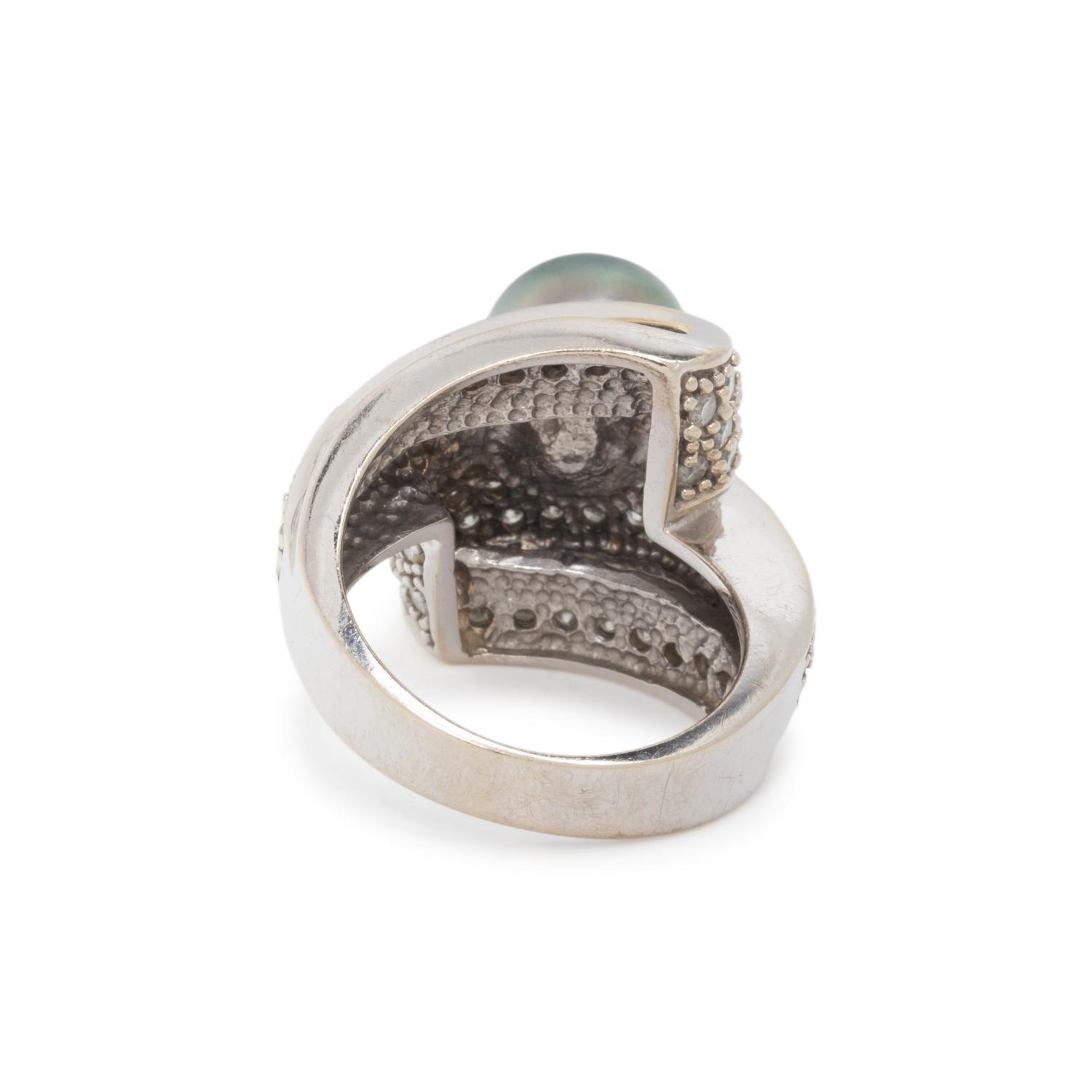 TAHITIAN CULTURED PEARL AND DIAMOND RING