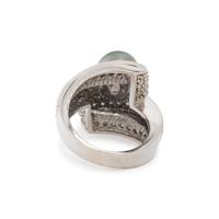 TAHITIAN CULTURED PEARL AND DIAMOND RING