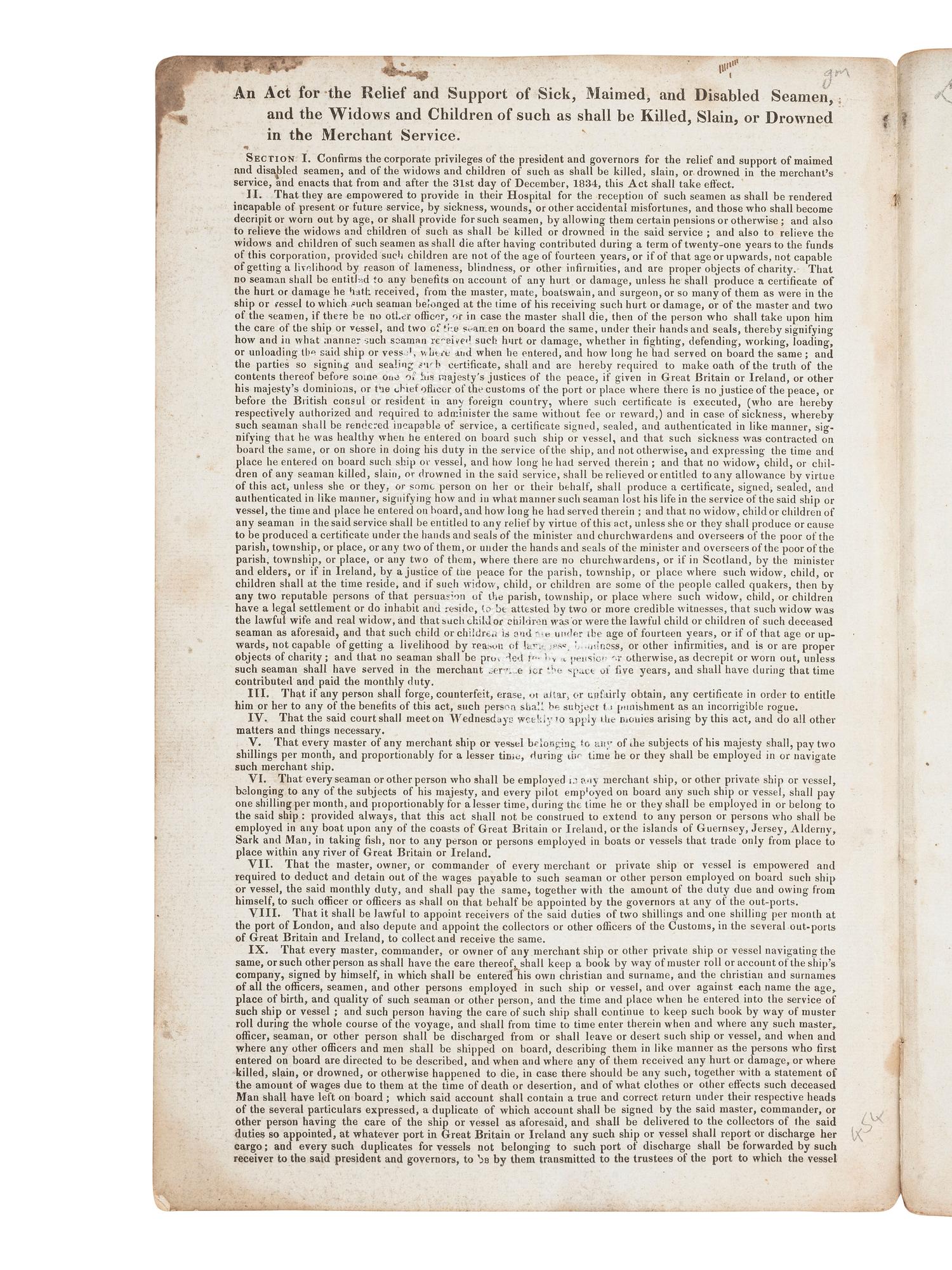 [MARITIME -- MANUSCRIPTS]. Two manuscripts relating to English shipping, comprising: