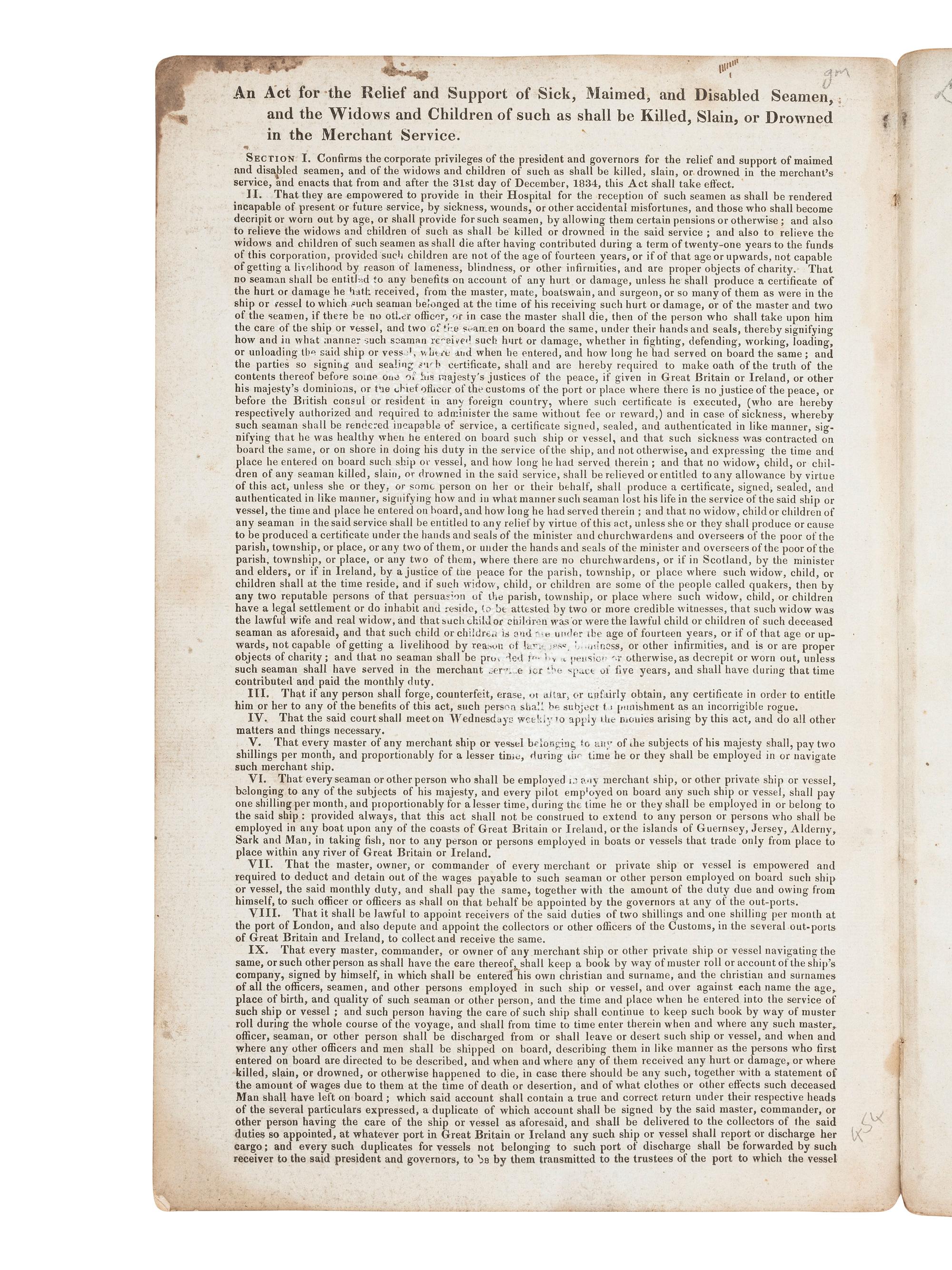 [MARITIME -- MANUSCRIPTS]. Two manuscripts relating to English shipping, comprising: