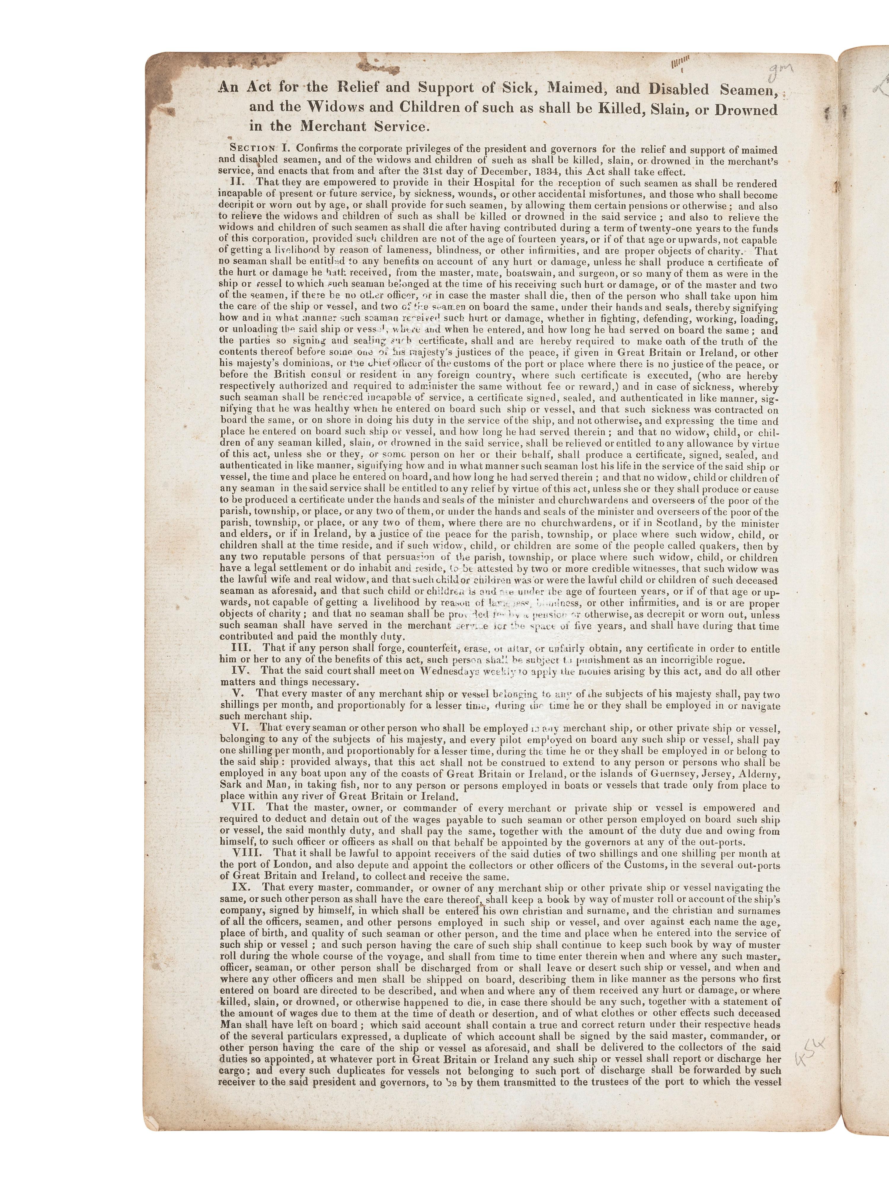 [MARITIME -- MANUSCRIPTS]. Two manuscripts relating to English shipping, comprising: