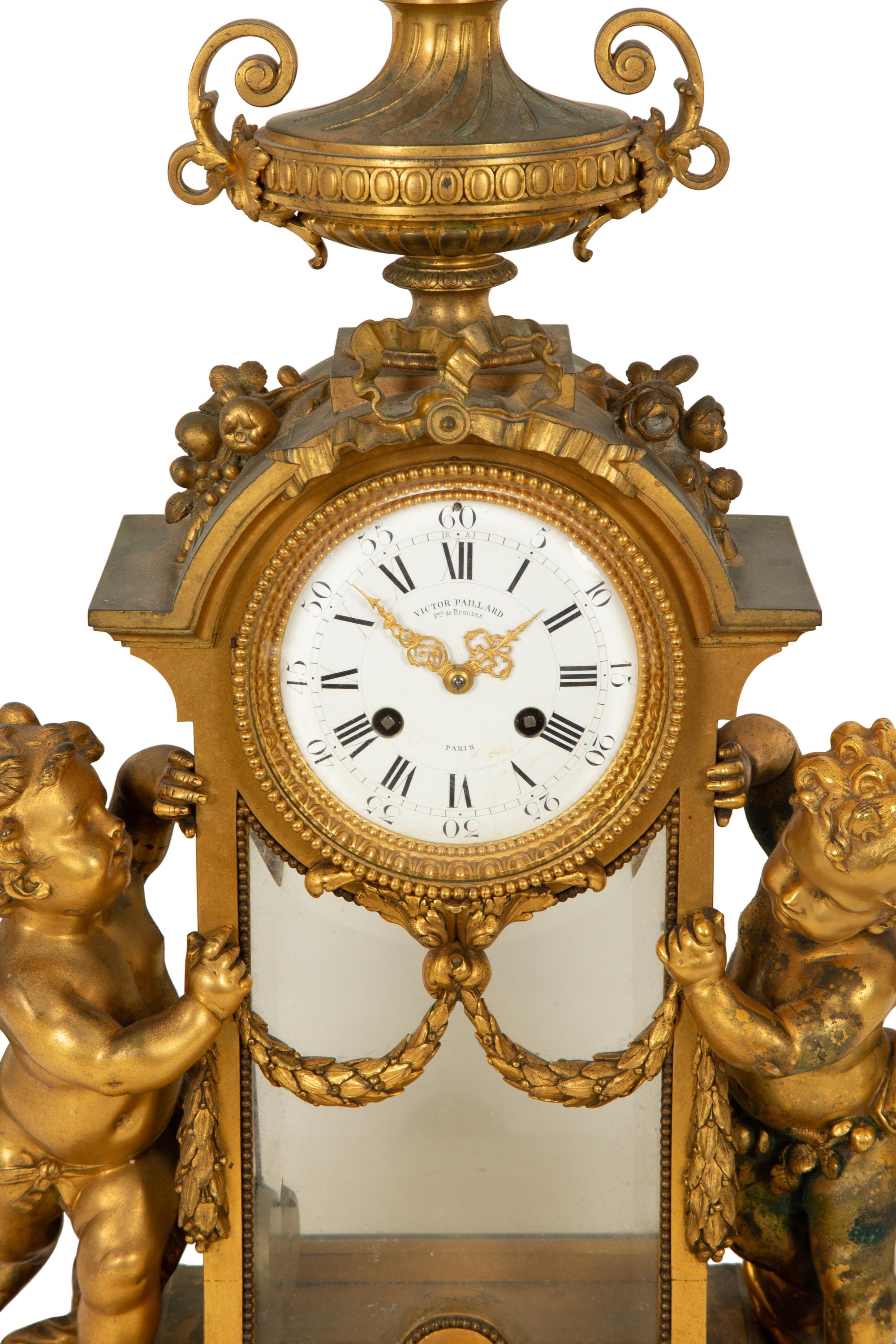 A Napoleon III Gilt Bronze Mantel Clock by Victor Paillard