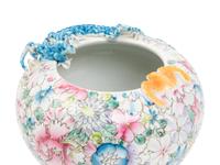 Two Chinese Famille Rose Porcelain 'Millefleur' Articles