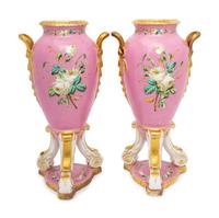 A Pair of Continental Porcelain Tripod Vases
