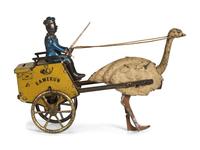 A Lehmann 'Kamerun' Tin Lithograph Ostrich Cart Toy