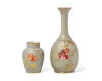 Two Wedgwood Glazed and Enamel Decorated Earthenware Vases