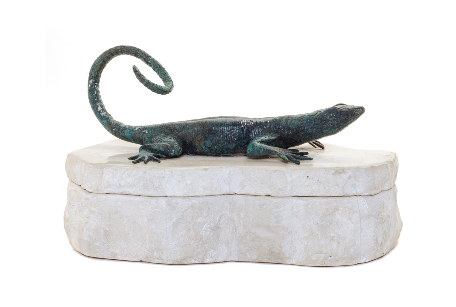 An Italian Bronze Mounted Stone Veneered Box Width 11 1/2 inches. — LATE 20TH CENTURY