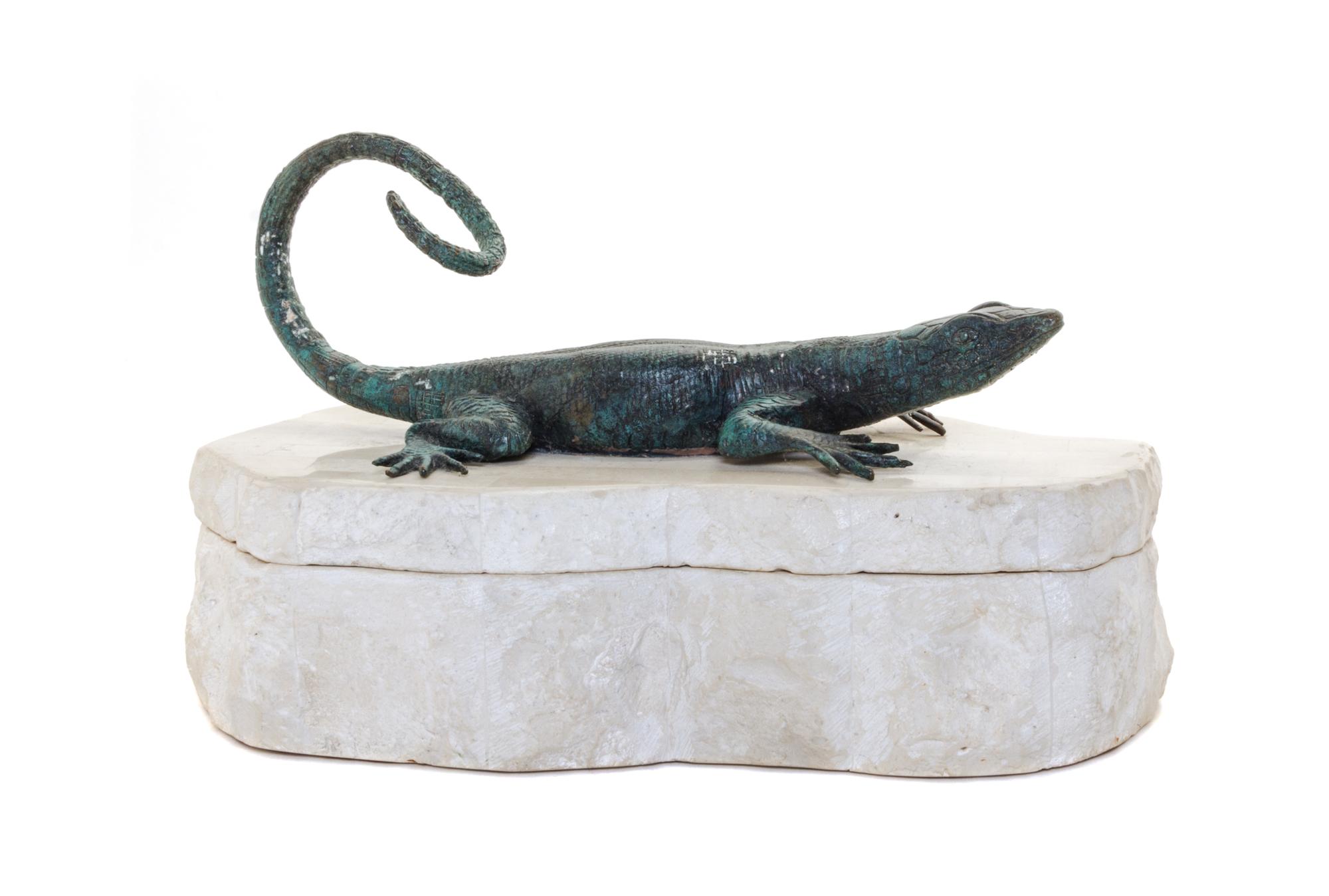 An Italian Bronze Mounted Stone Veneered Box Width 11 1/2 inches. — LATE 20TH CENTURY
