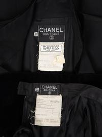 Chanel Double-Breasted Skirt Ensemble Trimmed with Velvet, 1980-90s