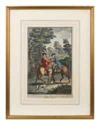 A Set of Five English Handcolored Steel Engravings — 18TH CENTURY