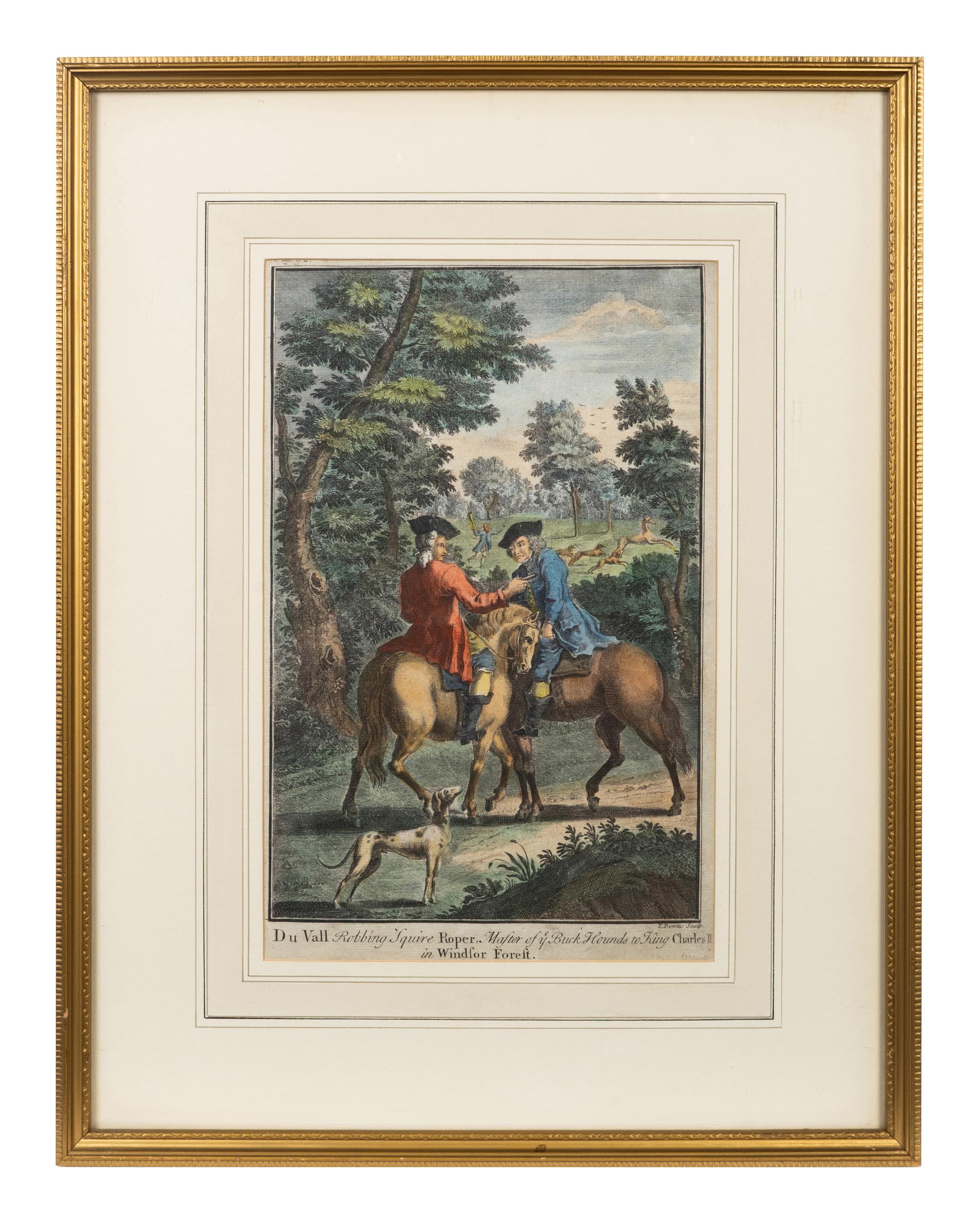 A Set of Five English Handcolored Steel Engravings — 18TH CENTURY
