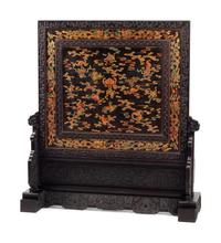 A Chinese Hardstone-Inlaid Floor Screen on Stand