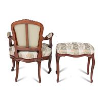 A Louis XV Style Fauteuil and Matching Tabouret