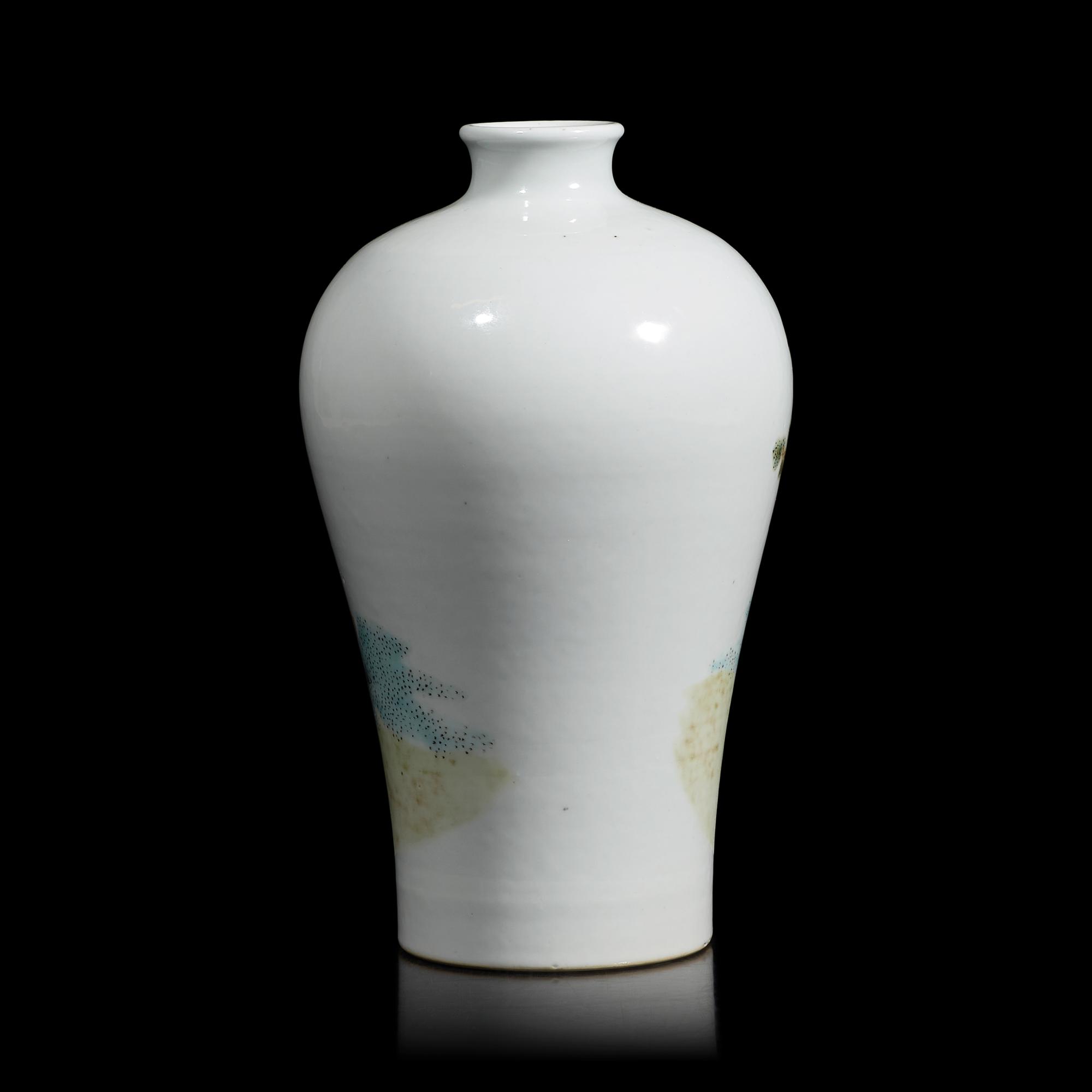A Chinese Famille Rose Porcelain Meiping Vase 粉彩高士圖梅瓶