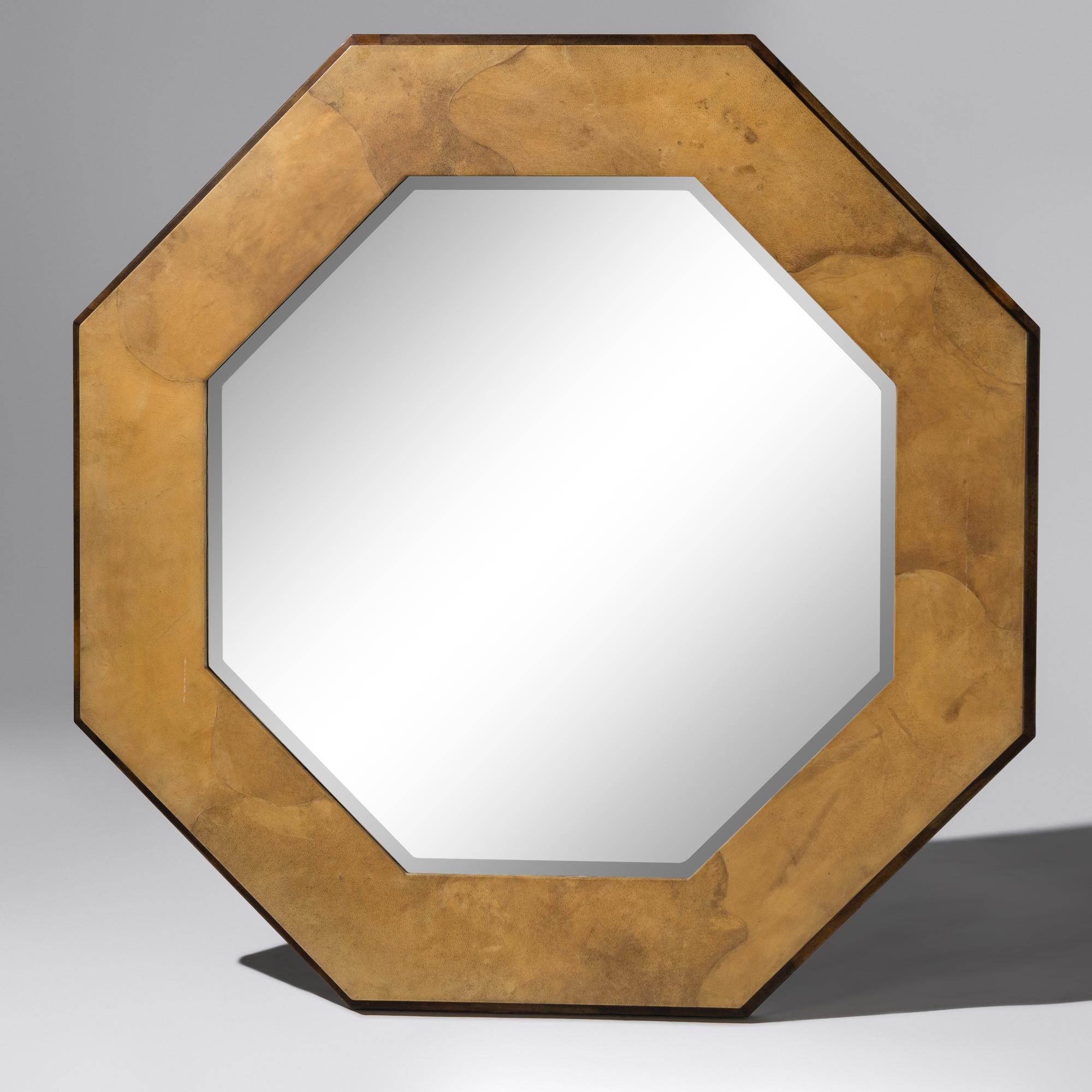 Octagonal Mirror in Parchment, c. 1970
