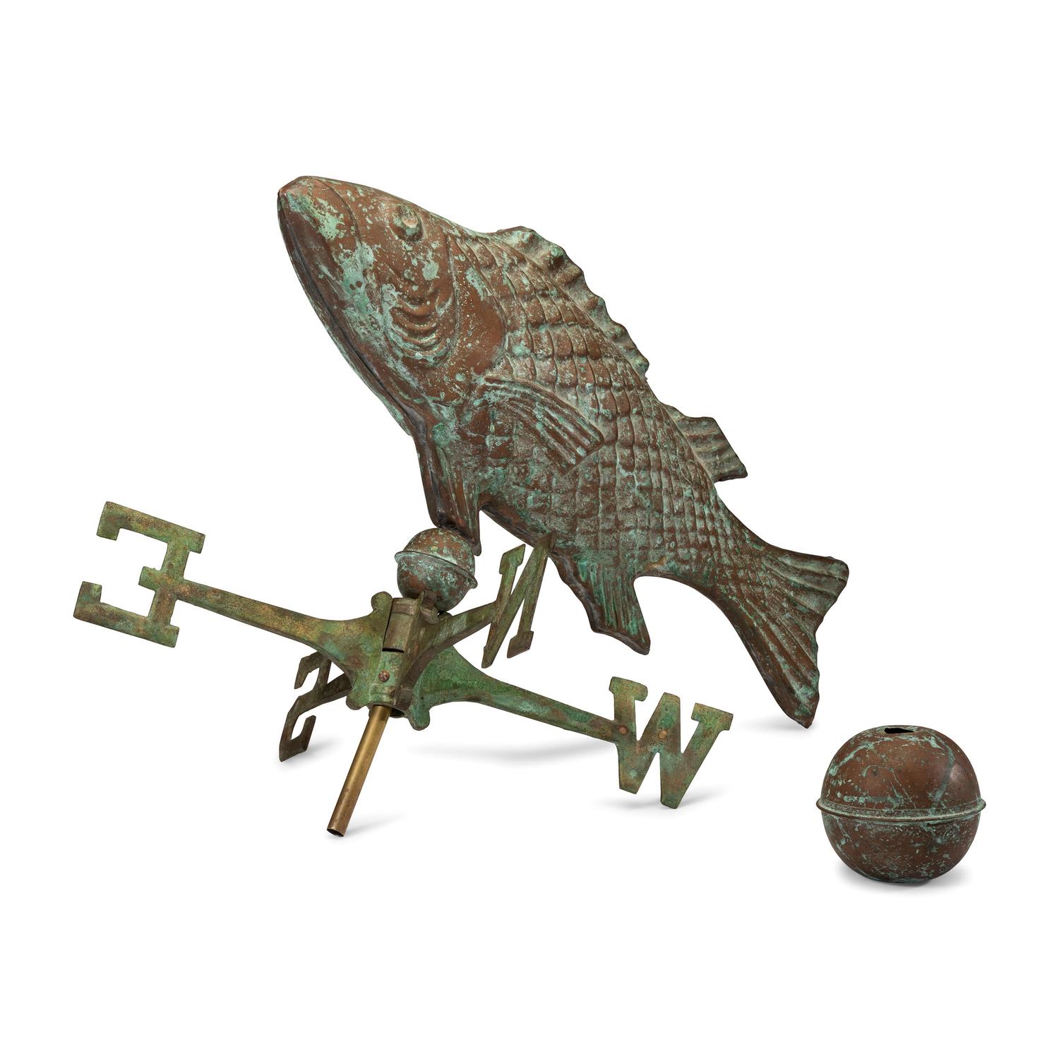 A Pressed and Molded Copper Fish-Form Weathervane