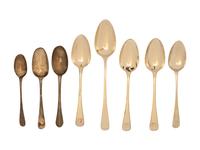 Nine English Silver Flatware Articles