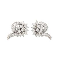 PLATINUM AND DIAMOND CLIP EARRINGS